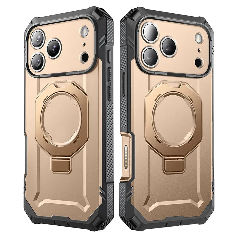 Handyhülle + Glas 9H für iPhone 17 Pro, Supcase UB Grip Pro Mag SPG (CC) mit MagSafe, Grau-Golden