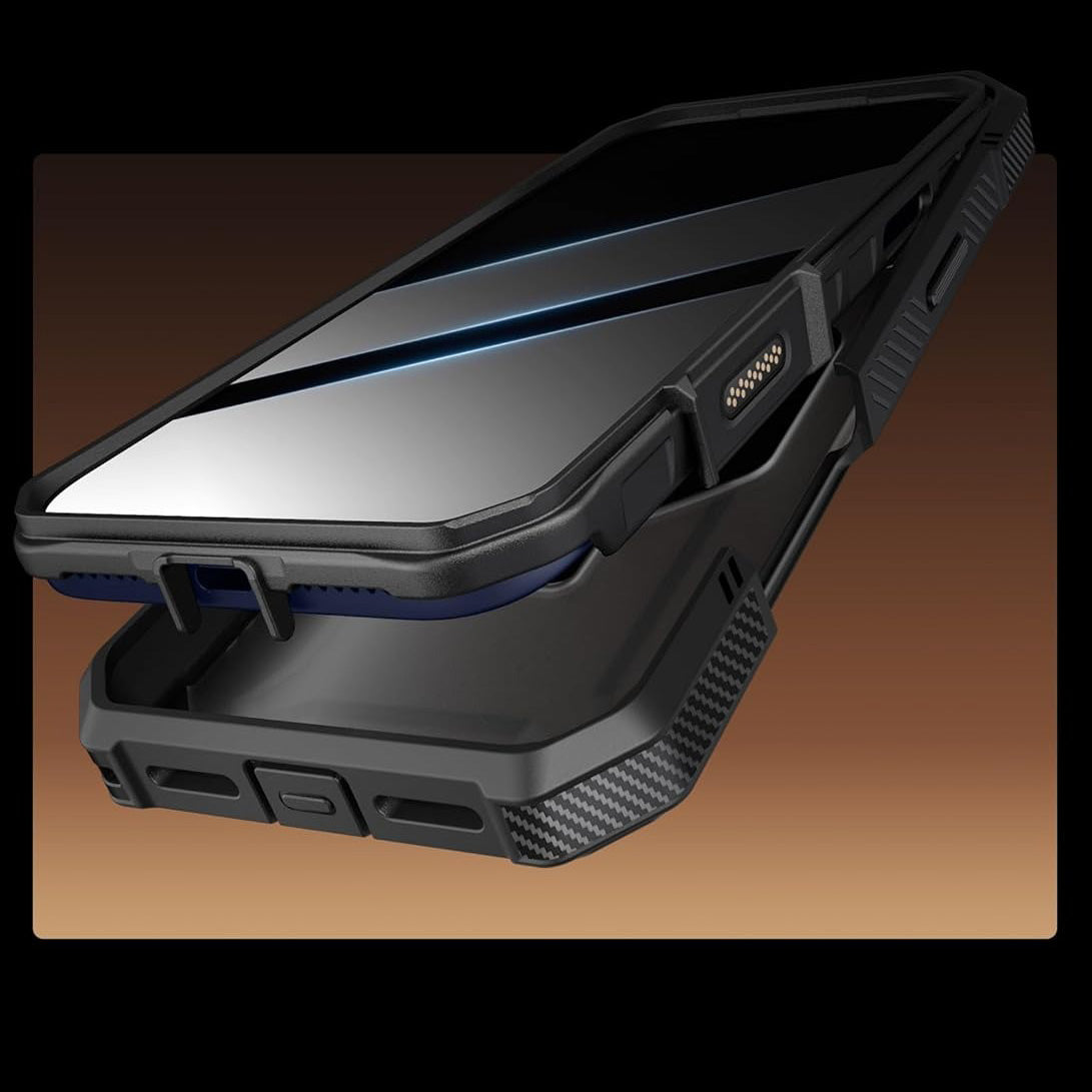 Handyhülle + Glas 9H für iPhone 17 Pro Max, Supcase UB Grip Pro Mag SPG (CC) mit MagSafe, Schwarz-Transparent