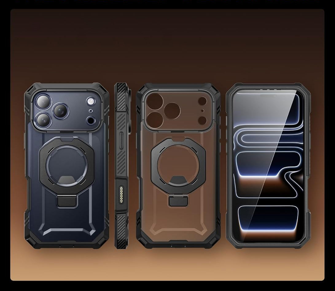 Handyhülle + Glas 9H für iPhone 17 Pro Max, Supcase UB Grip Pro Mag SPG (CC) mit MagSafe, Schwarz-Transparent