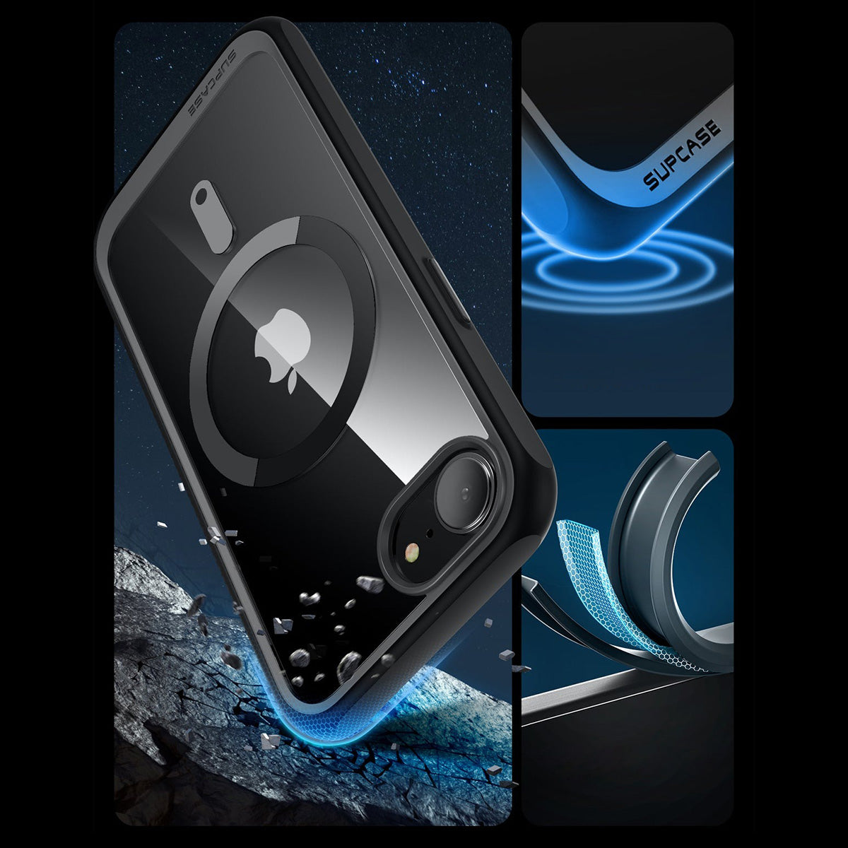 Handyhülle für iPhone 17e / 16e, Supcase UB Mag mit MagSafe, Transparent-Schwarz