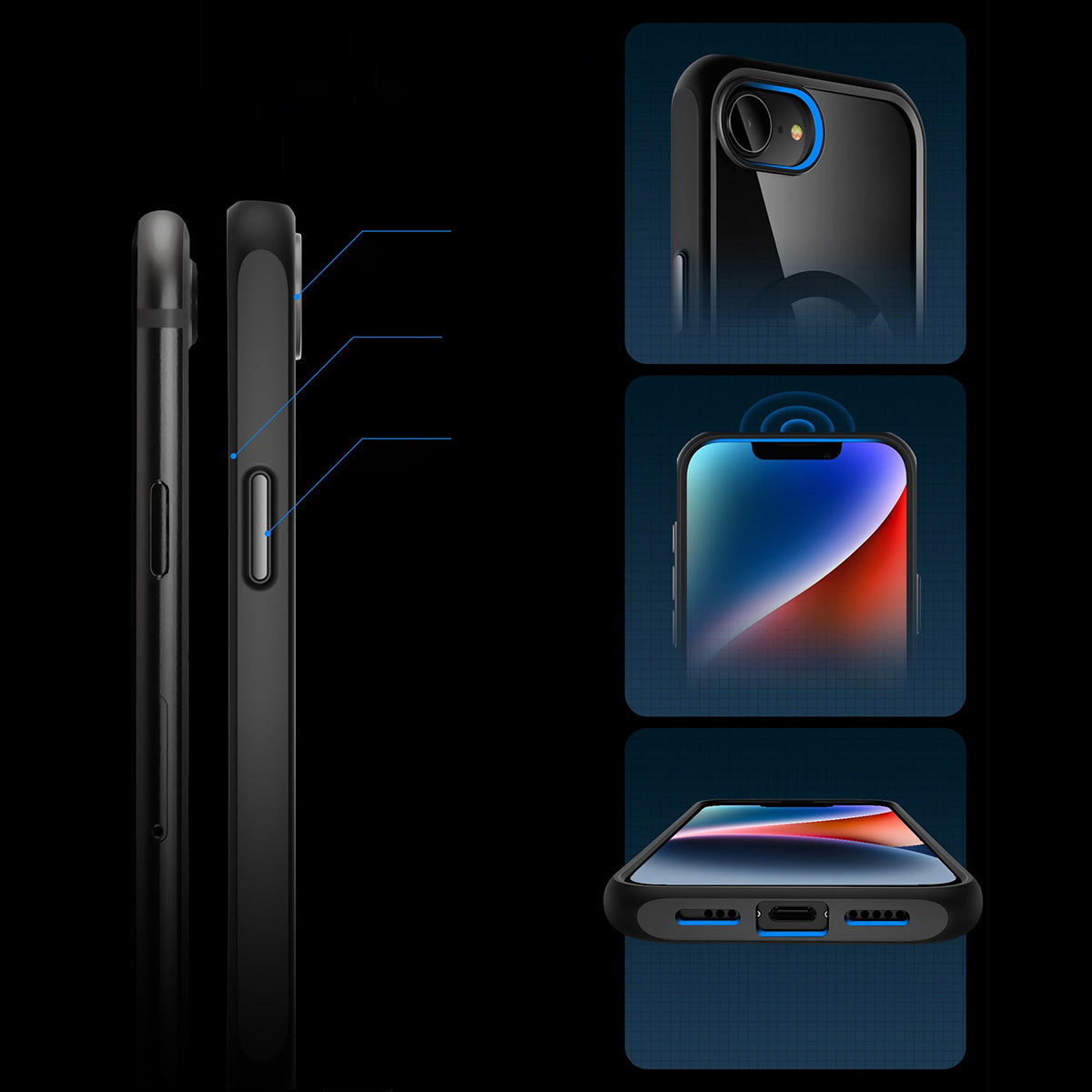 Handyhülle für iPhone 17e / 16e, Supcase UB Mag mit MagSafe, Transparent-Schwarz