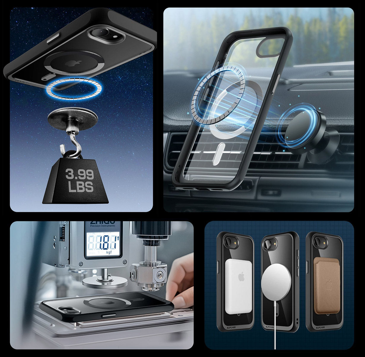 Handyhülle für iPhone 17e / 16e, Supcase UB Mag mit MagSafe, Transparent-Schwarz
