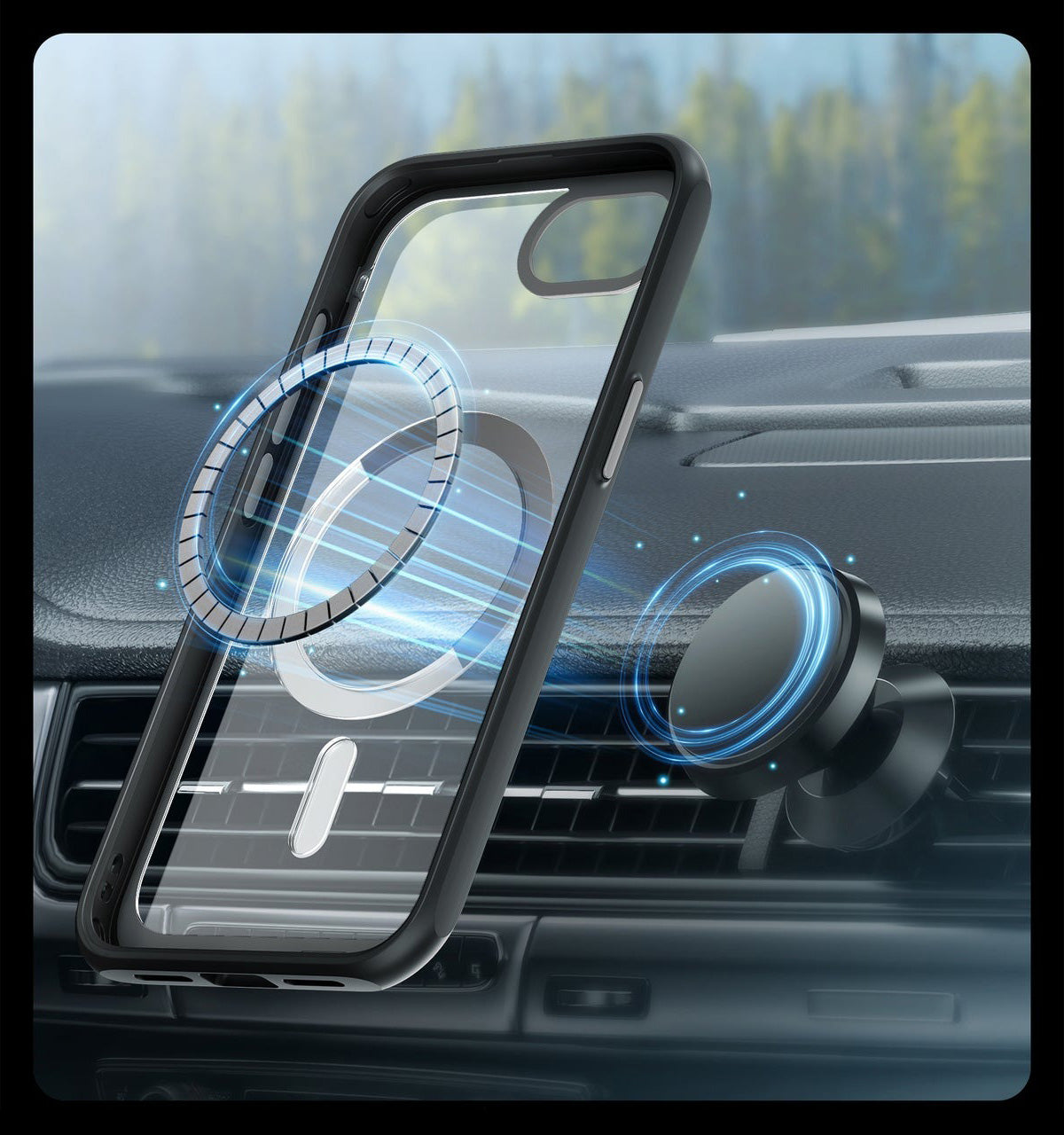 Handyhülle für iPhone 17e / 16e, Supcase UB Mag mit MagSafe, Transparent-Schwarz