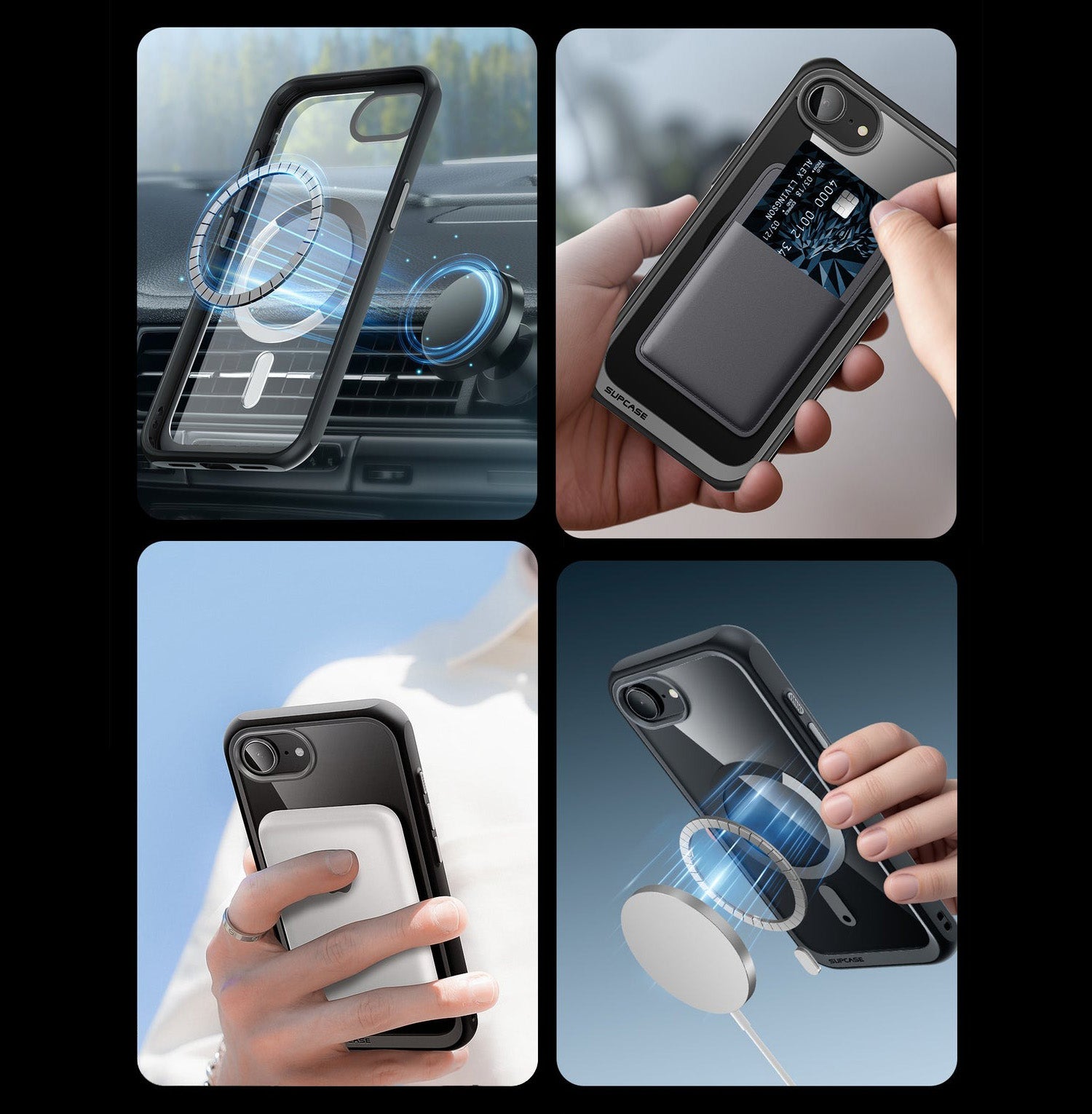 Handyhülle für iPhone 17e / 16e, Supcase UB Mag mit MagSafe, Transparent-Schwarz