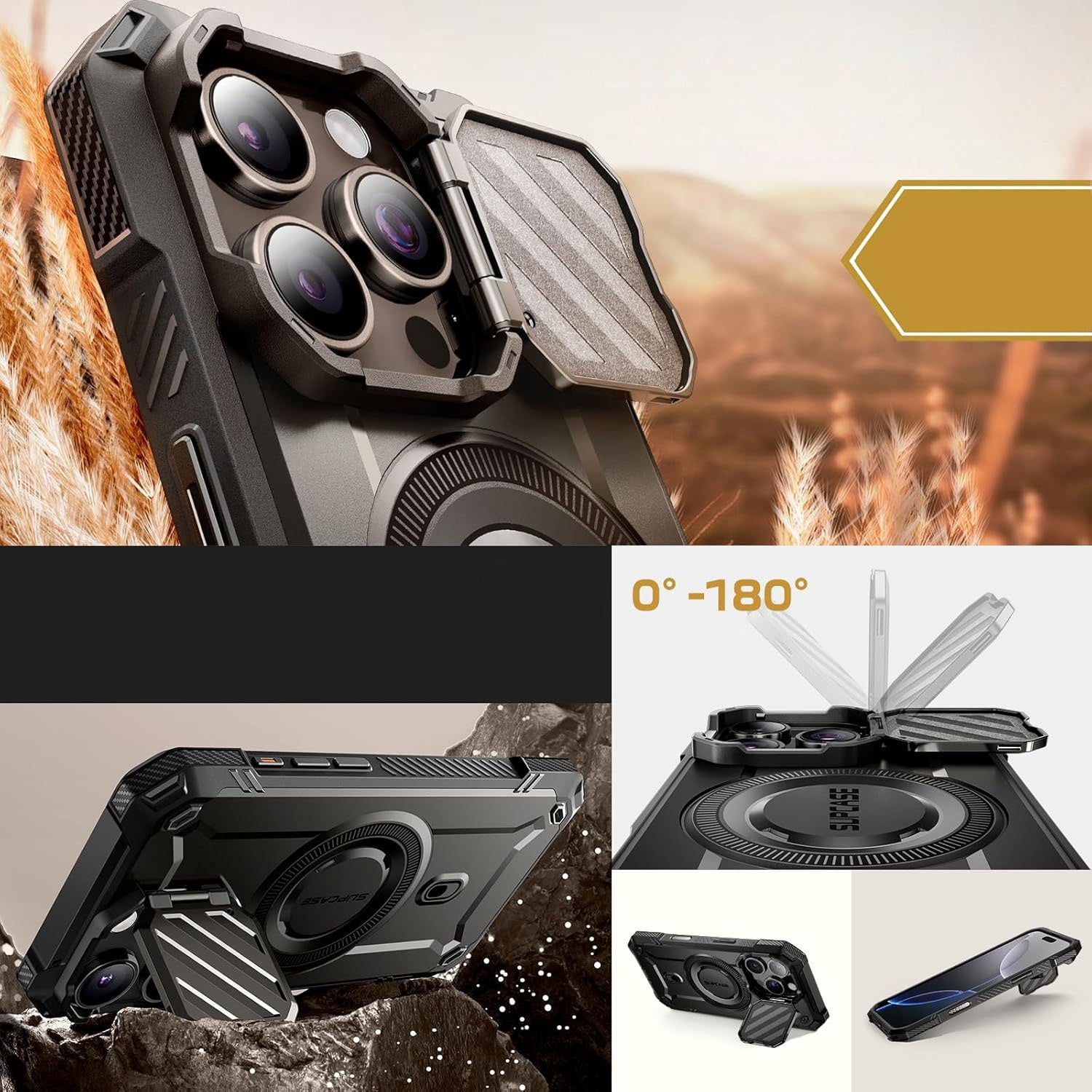 Handyhülle für iPhone 16 Pro Max, Supcase UB Mag XT (CC) mit MagSafe, Schwarz