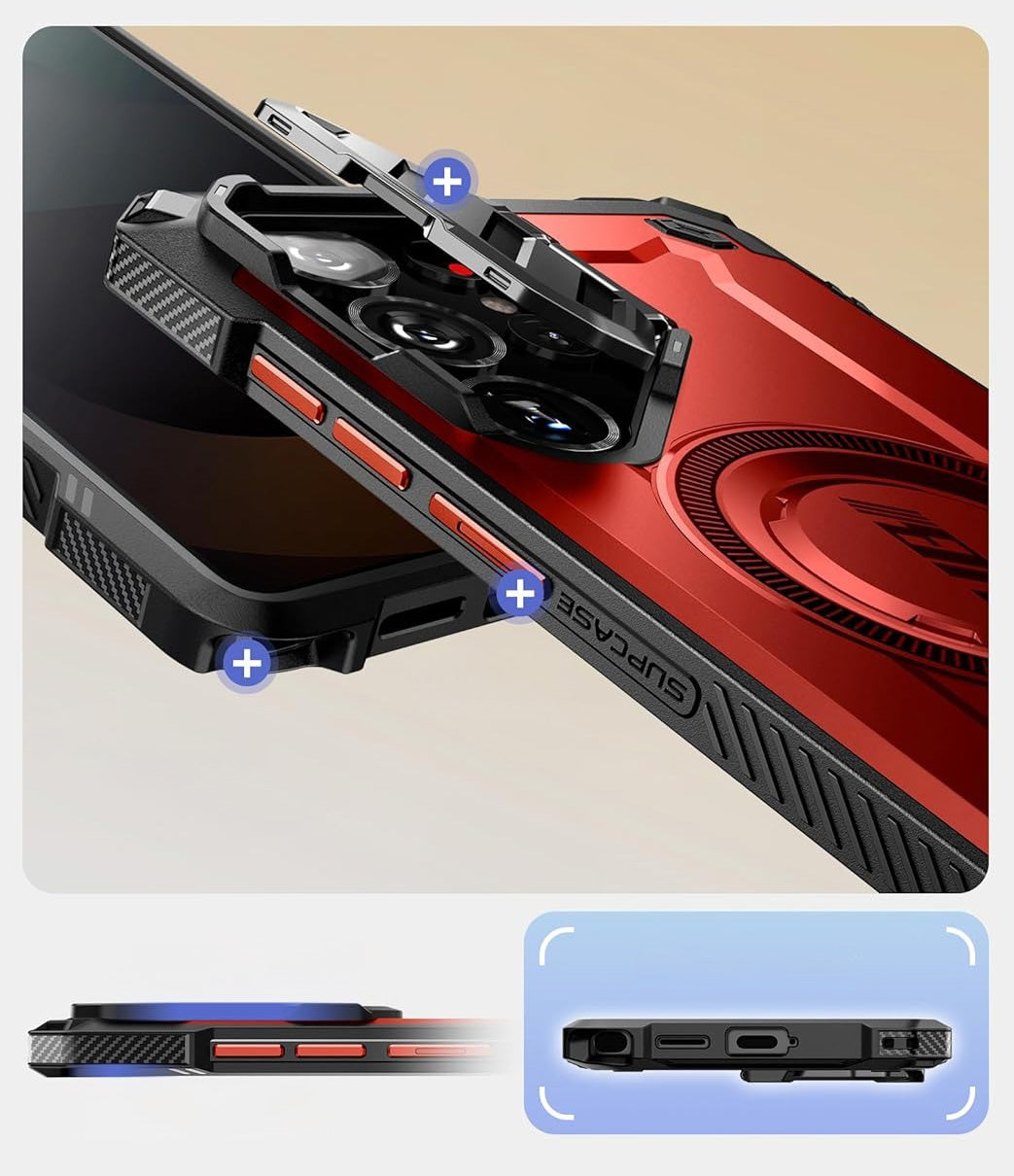 Handyhülle für Galaxy S25 Ultra, Supcase UB Mag XT mit MagSafe, Rot