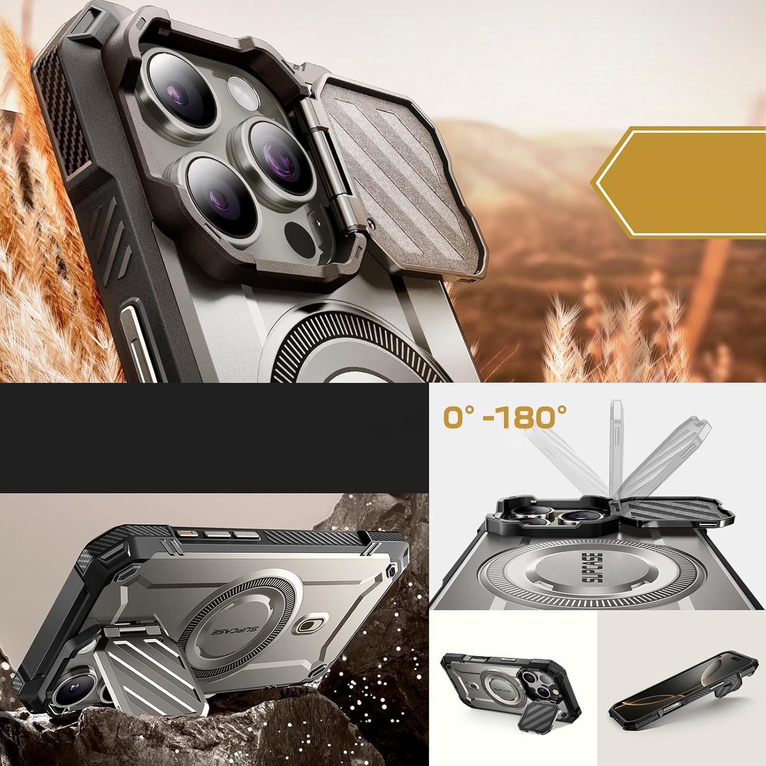 Handyhülle für iPhone 16 Pro Max, Supcase UB Mag XT mit MagSafe, Grau
