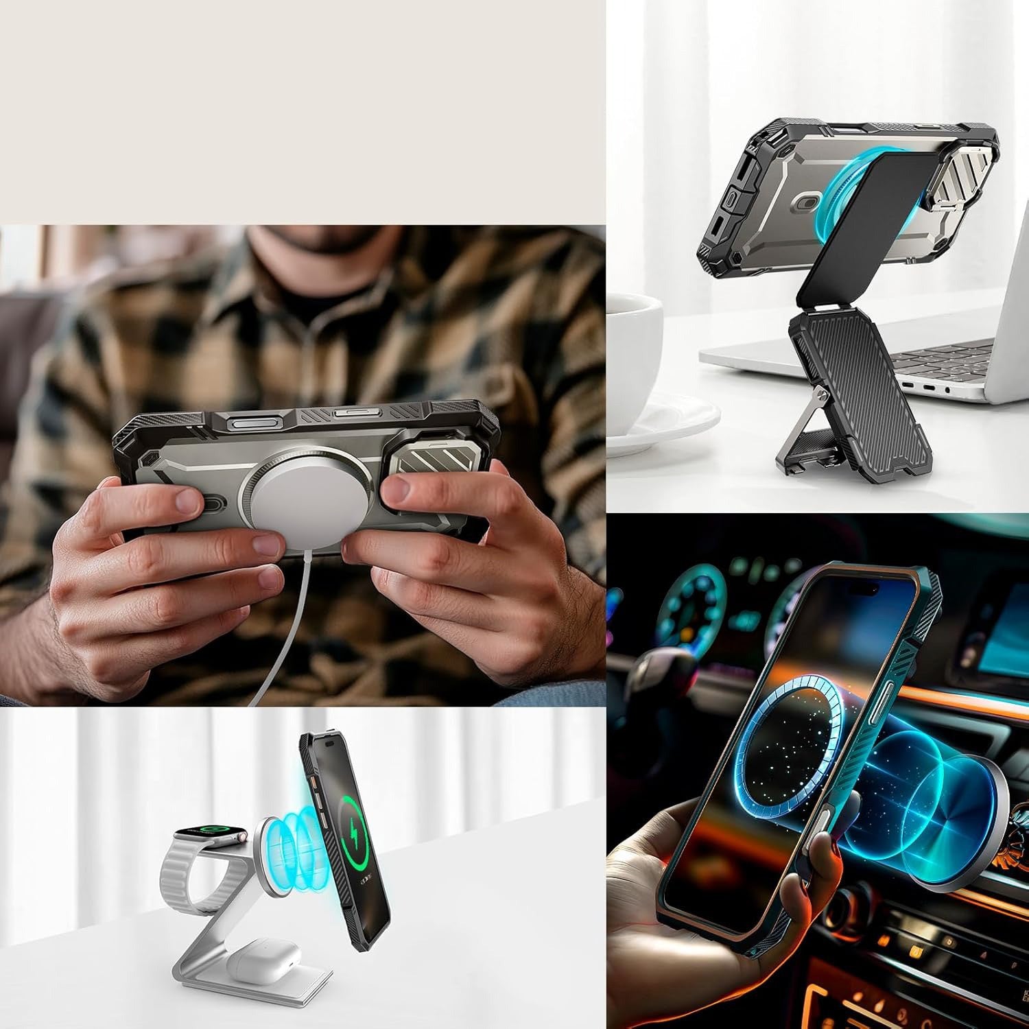 Handyhülle für iPhone 16 Pro Max, Supcase UB Mag XT mit MagSafe, Grau