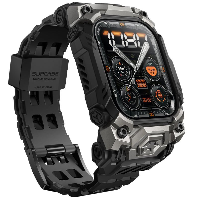 Schutzhülle mit Armband für Apple Watch 11 / 10 46mm, Supcase UB Ore, Schwarz-Grau