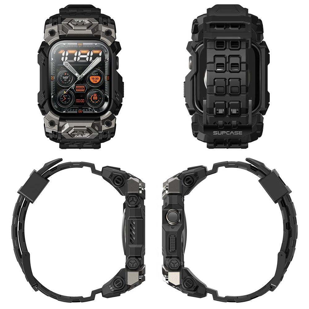 Schutzhülle mit Armband für Apple Watch 11 / 10 46mm, Supcase UB Ore, Schwarz-Grau