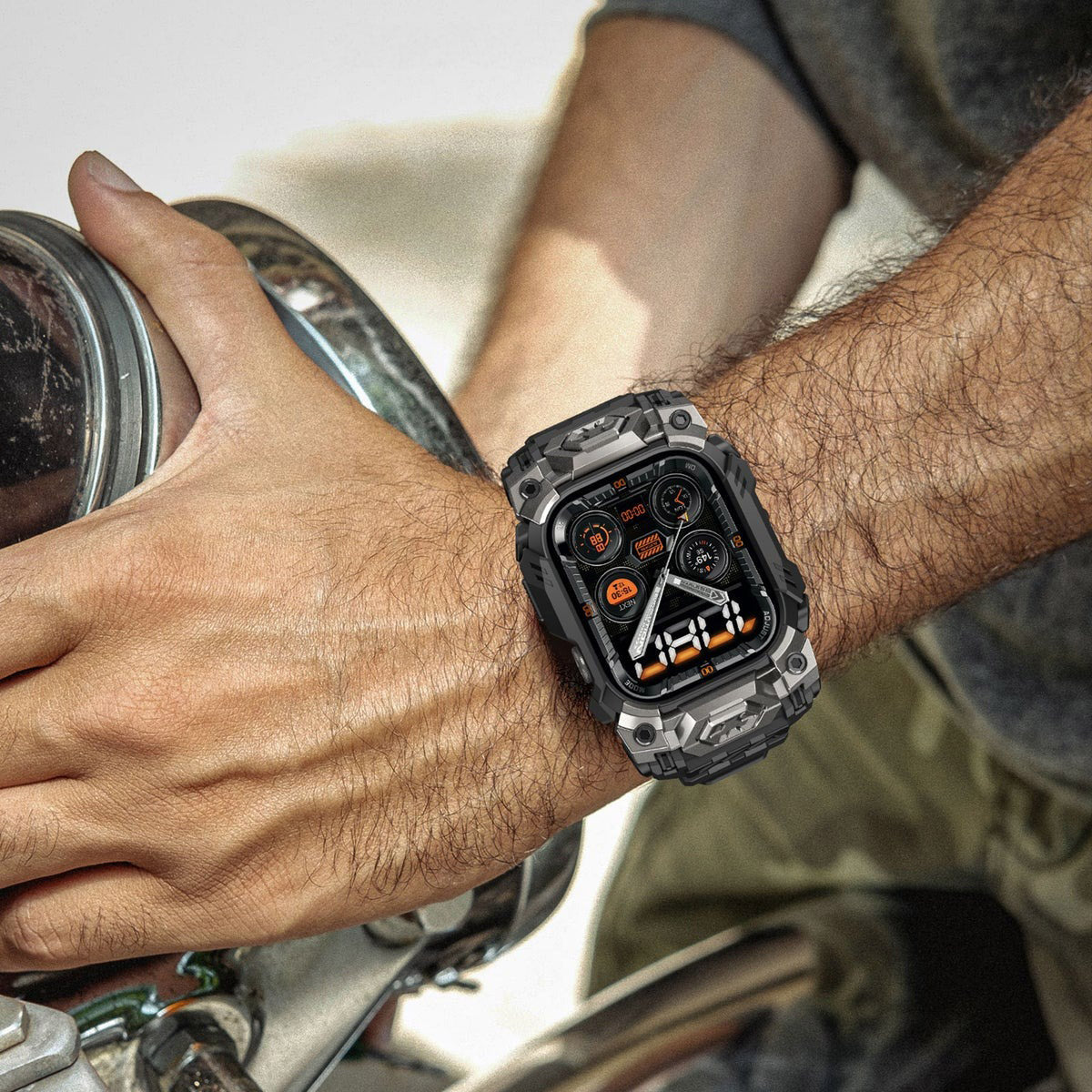 Schutzhülle mit Armband für Apple Watch 11 / 10 46mm, Supcase UB Ore, Schwarz-Grau
