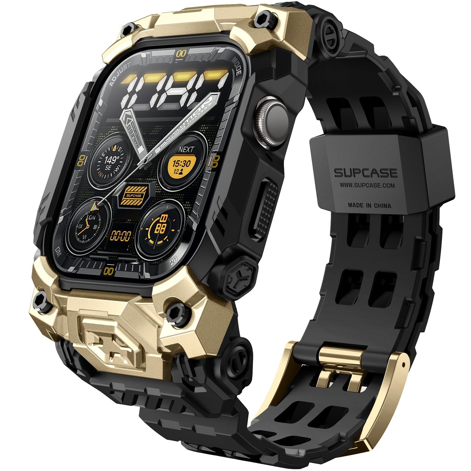 Schutzhülle mit Armband für Apple Watch 11 / 10 (46 mm), Supcase UB Ore, Schwarz-Golden