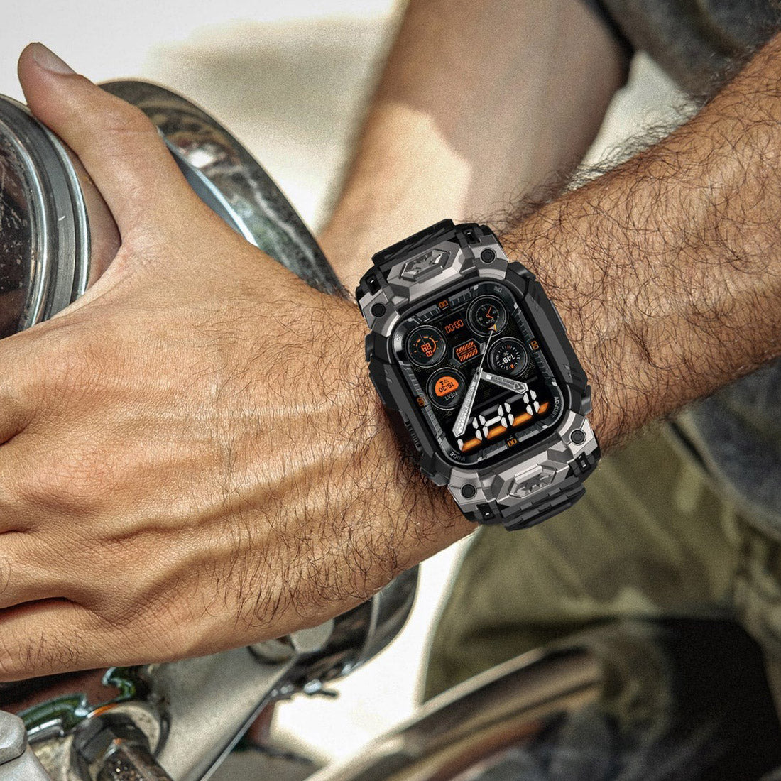 Schutzhülle mit Armband für Apple Watch Ultra 3/2/1 49mm, Supcase UB Ore, Schwarz-Grau