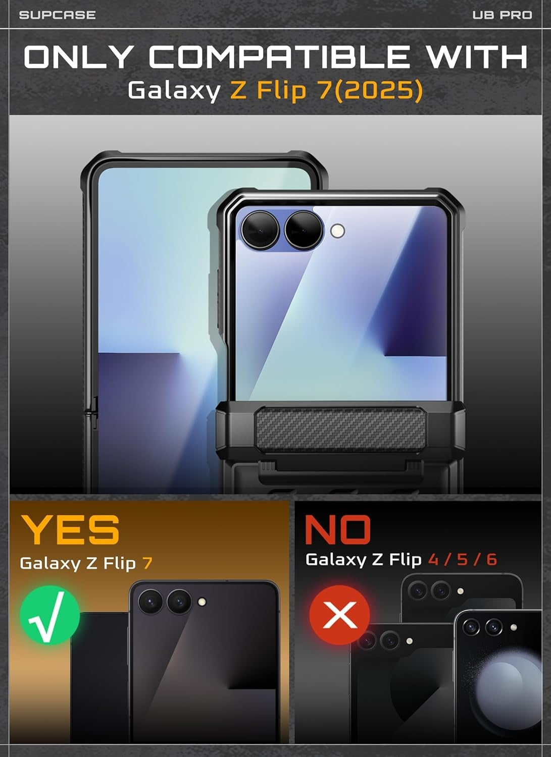 Handyhülle für Galaxy Z Flip7, Supcase UB Pro BackSP, Schwarz