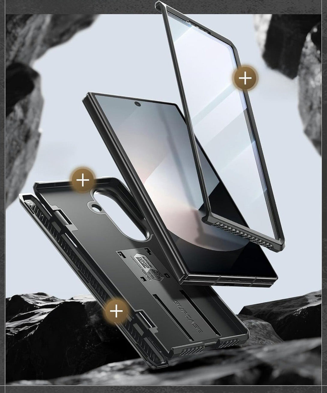Handyhülle + Glas für Galaxy Z Fold7, Supcase UB Pro BackSP 9H, Schwarz
