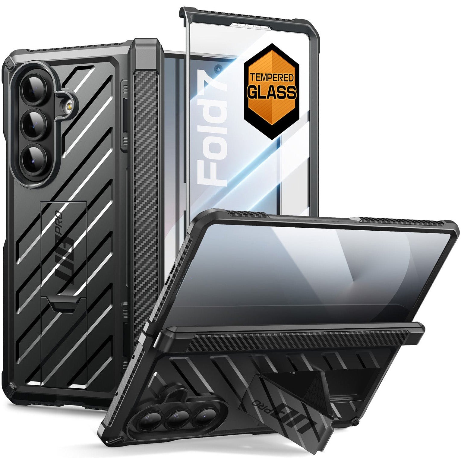 Handyhülle + Glas für Galaxy Z Fold7, Supcase UB Pro BackSP 9H, Schwarz