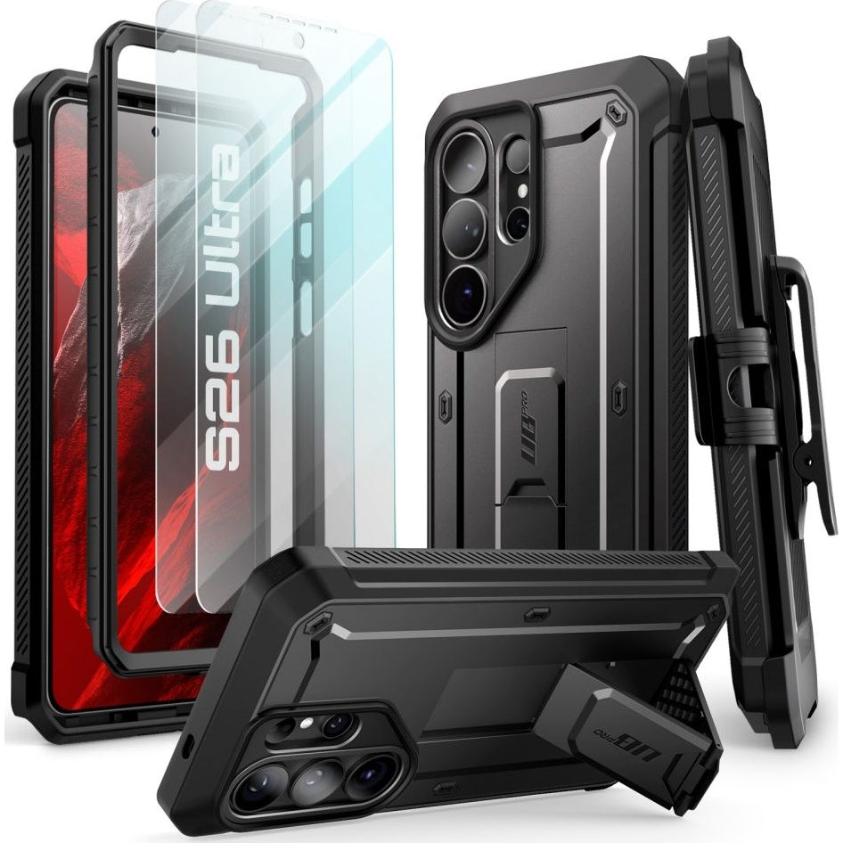 Handyhülle für Galaxy S26 Ultra, Supcase UB Pro (noSP) + 2x Glas, Schwarz
