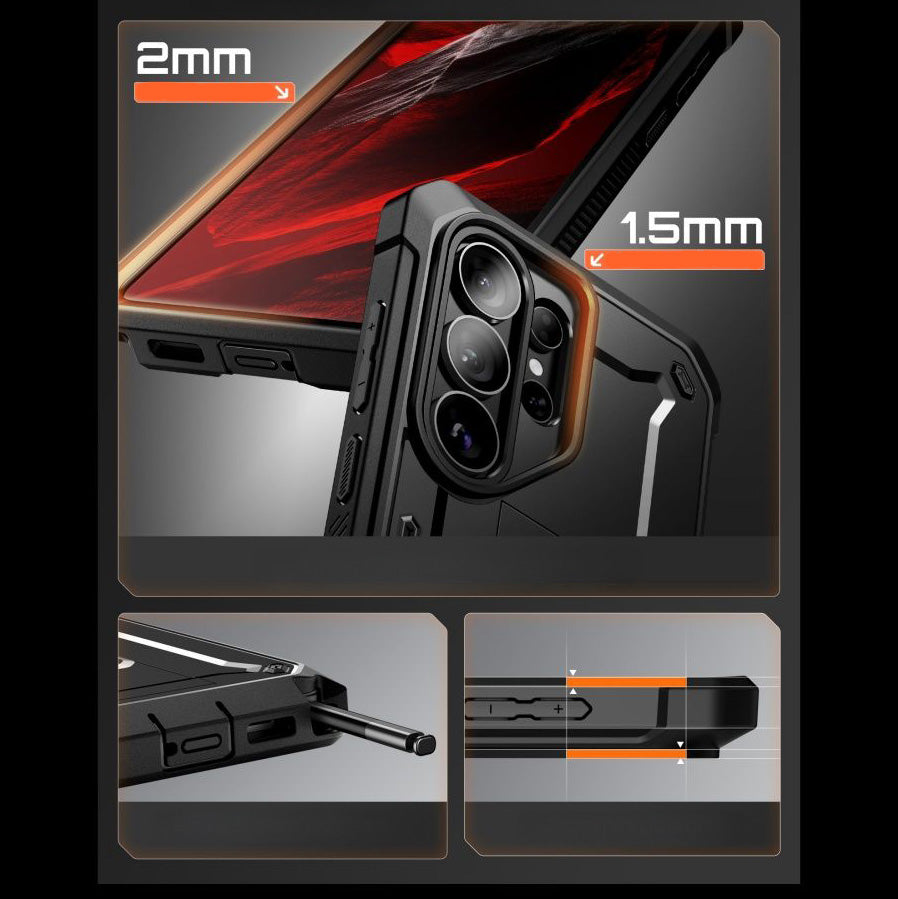 Handyhülle für Galaxy S26 Ultra, Supcase UB Pro (noSP) + 2x Glas, Schwarz