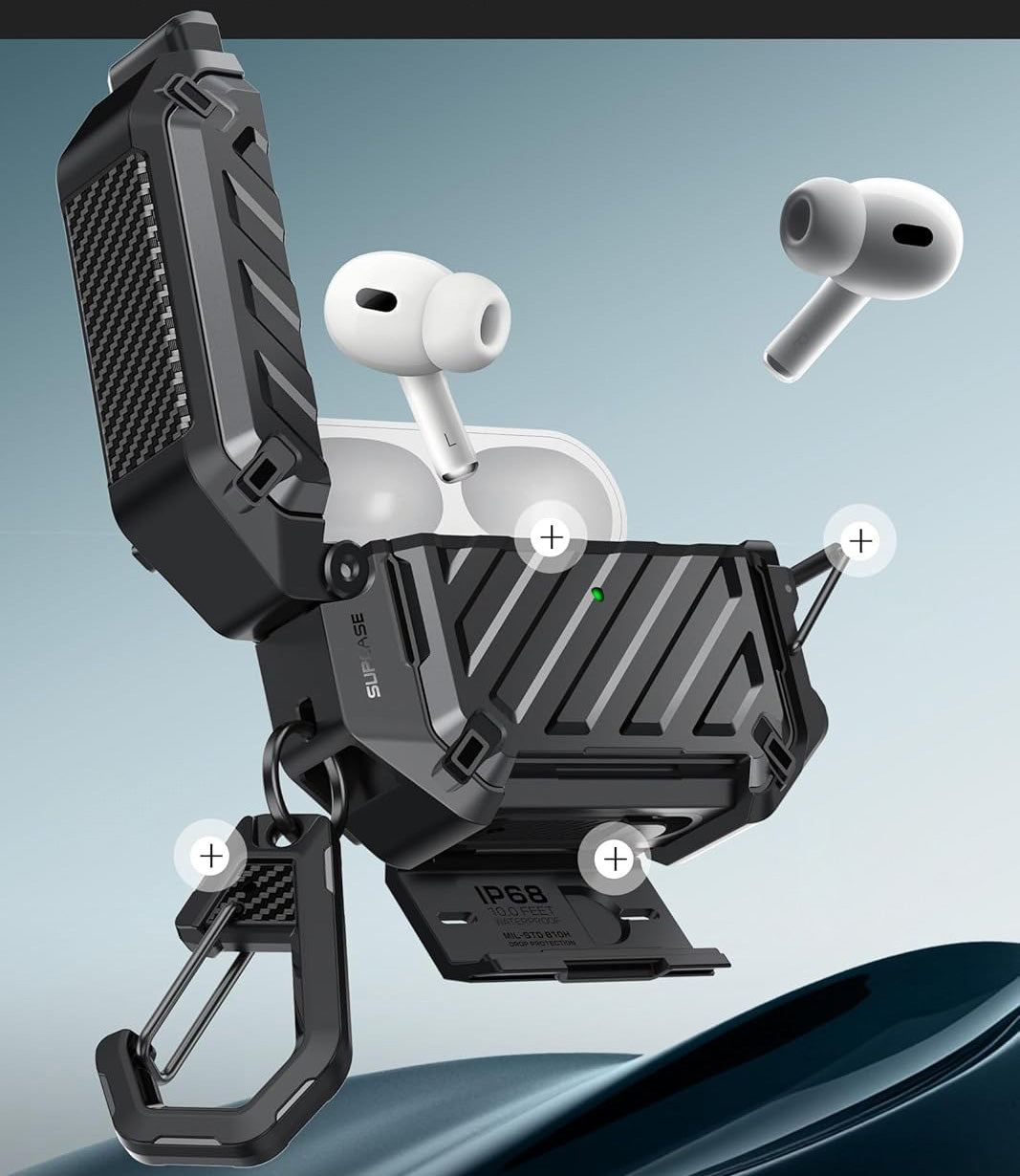 Schutzhülle für AirPods Pro 3, Supcase UB Pro IP68 wasserdicht mit MagSafe, Schwarz