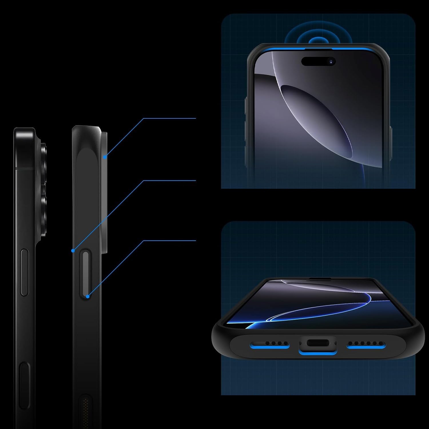 Handyhülle für iPhone 16 Pro, Supcase UB Mag mit MagSafe (CC), Transparent-Schwarz