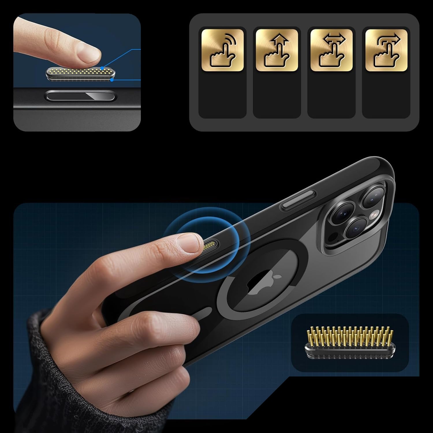 Handyhülle für iPhone 16 Pro, Supcase UB Mag mit MagSafe (CC), Transparent-Schwarz