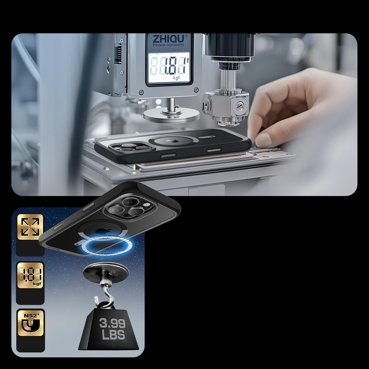 Handyhülle für iPhone 16 Pro, Supcase UB Mag mit MagSafe (CC), Transparent-Schwarz