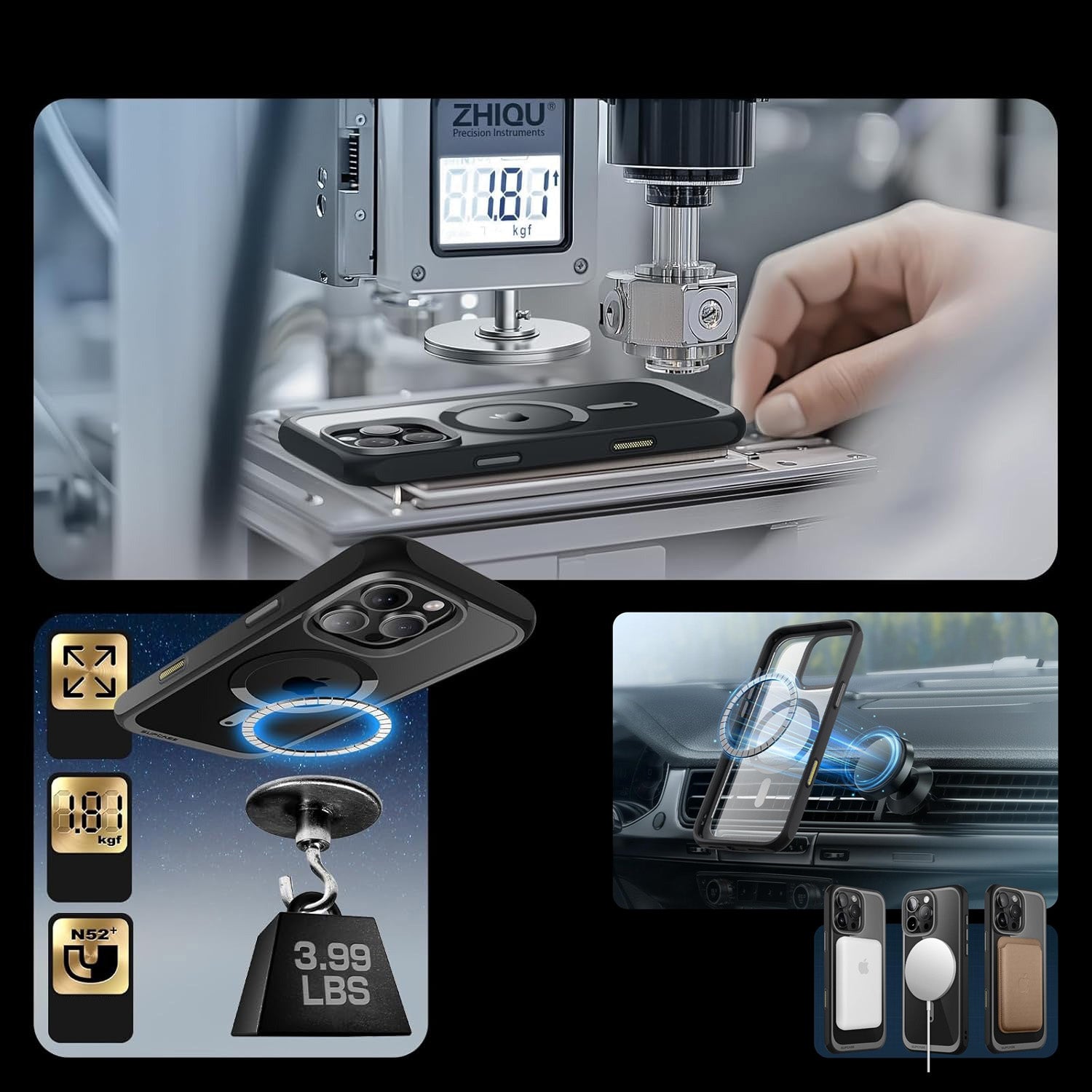 Handyhülle für iPhone 16 Pro, Supcase UB Mag mit MagSafe (CC), Transparent-Schwarz