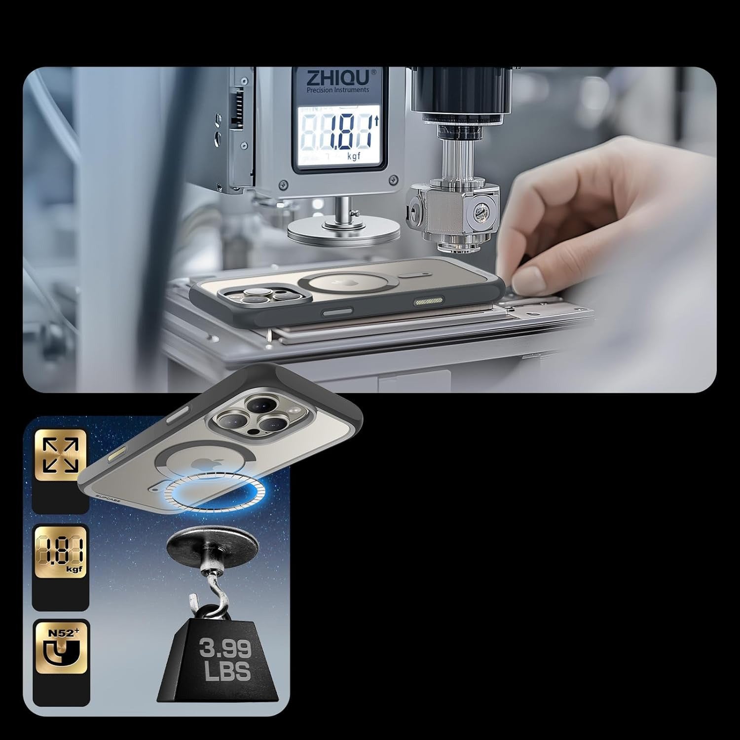 Handyhülle für iPhone 16 Pro, Supcase UB Mag mit MagSafe (CC), Transparent-Grau