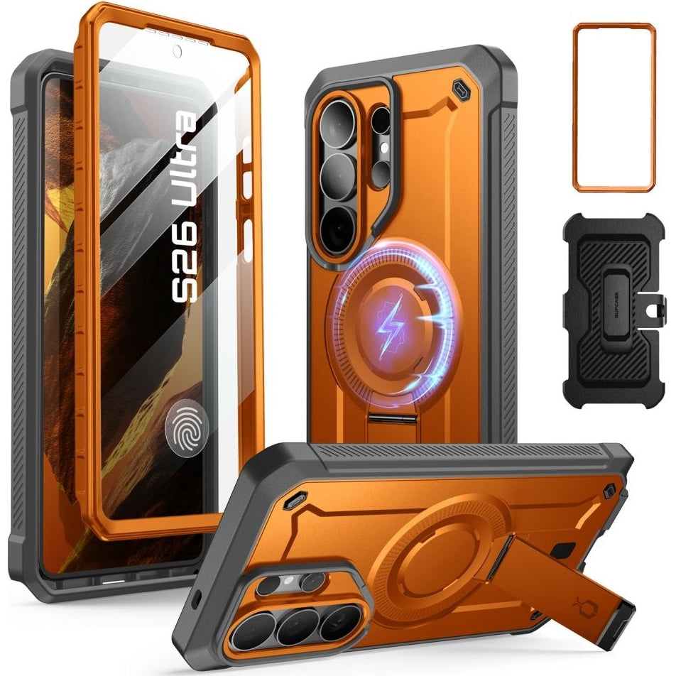 Handyhülle für Galaxy S26 Ultra, Supcase UB Pro Mag mit MagSafe SP+noSP, Orange-Grau