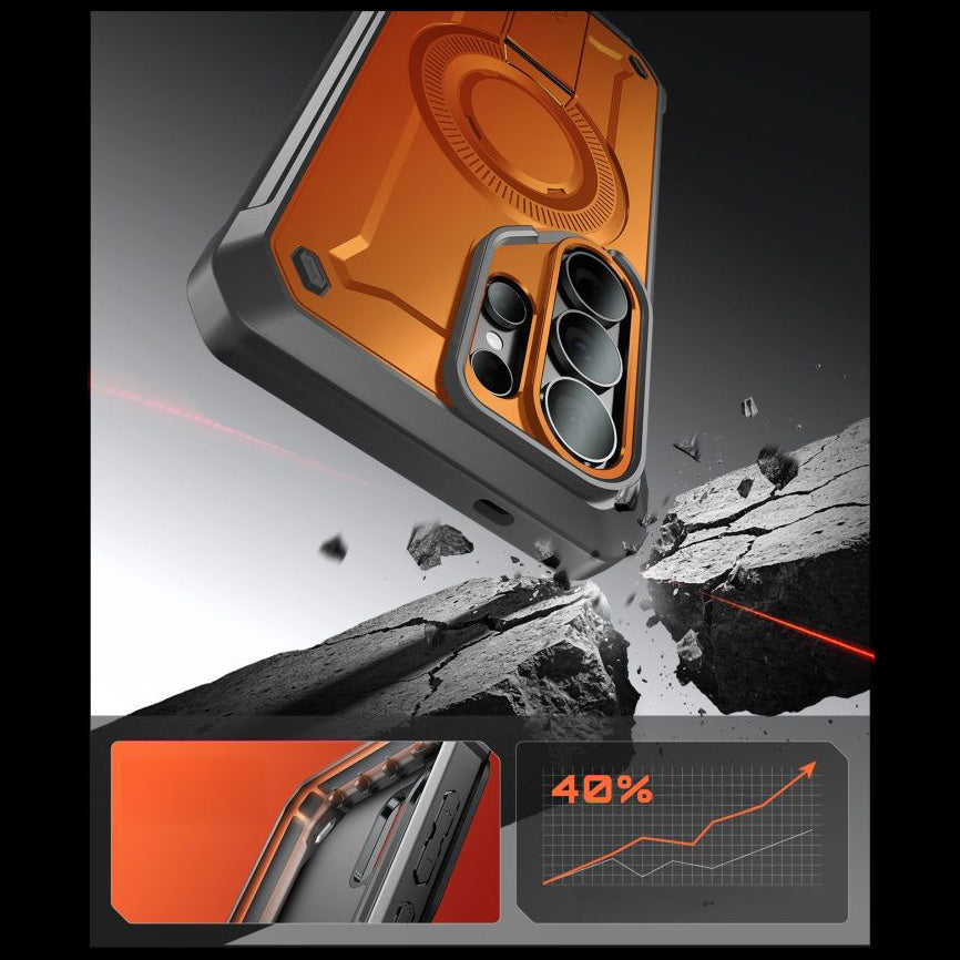 Handyhülle für Galaxy S26 Ultra, Supcase UB Pro Mag mit MagSafe SP+noSP, Orange-Grau