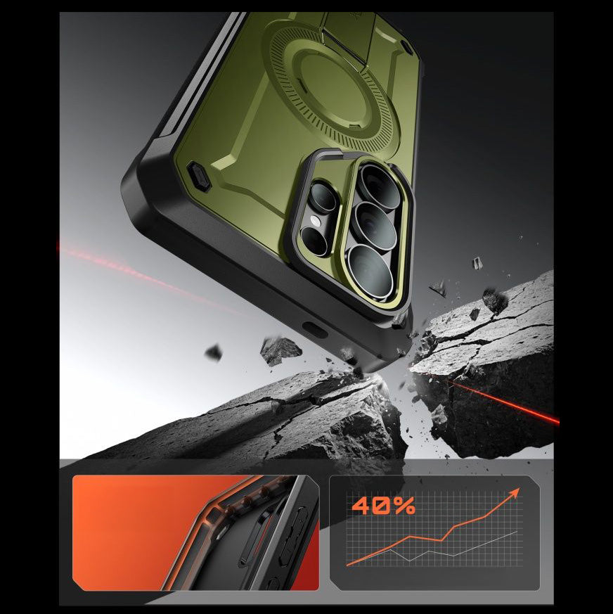 Handyhülle für Galaxy S26 Ultra, Supcase UB Pro Mag mit MagSafe SP+noSP, Grün-Schwarz
