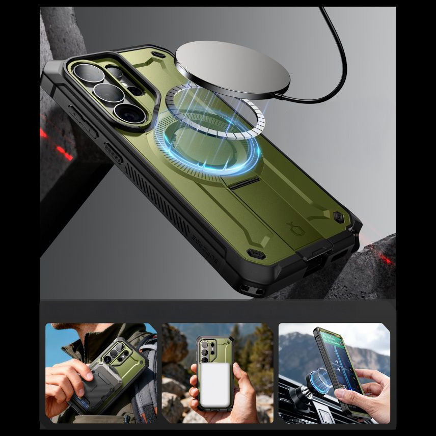 Handyhülle für Galaxy S26 Ultra, Supcase UB Pro Mag mit MagSafe SP+noSP, Grün-Schwarz