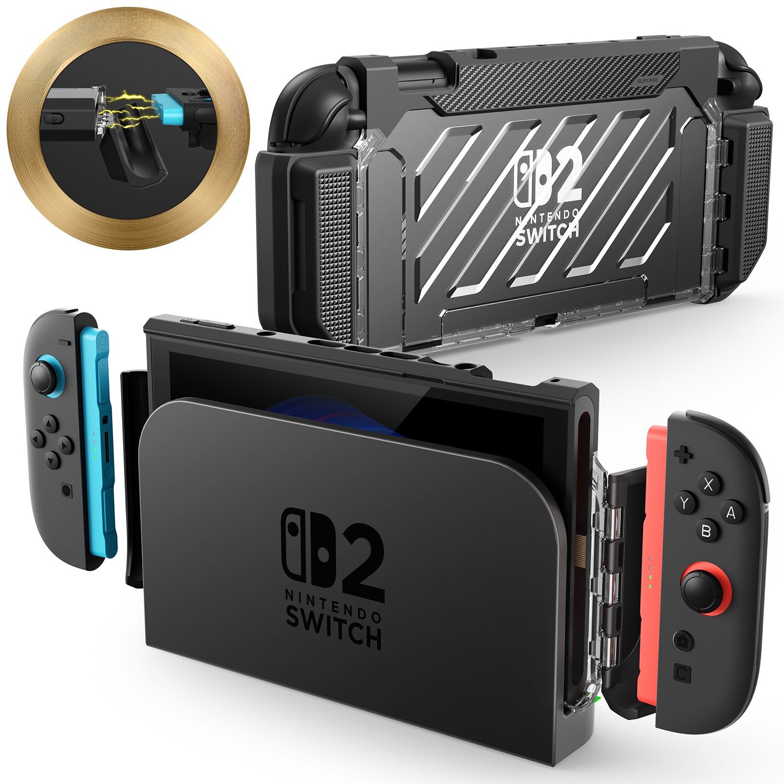 Schutzhülle für Nintendo Switch 2, Supcase UB Pro, Transparent-Schwarz
