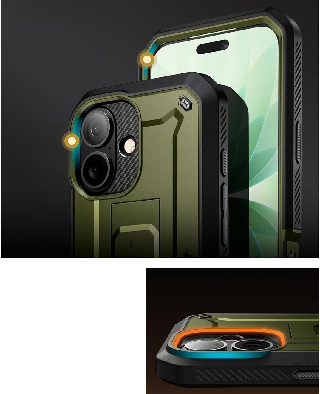 Handyhülle für iPhone 17, Supcase UB Pro SP (CC), Schwarz-Grün