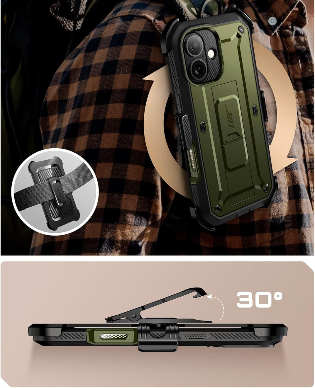 Handyhülle für iPhone 17, Supcase UB Pro SP (CC), Schwarz-Grün