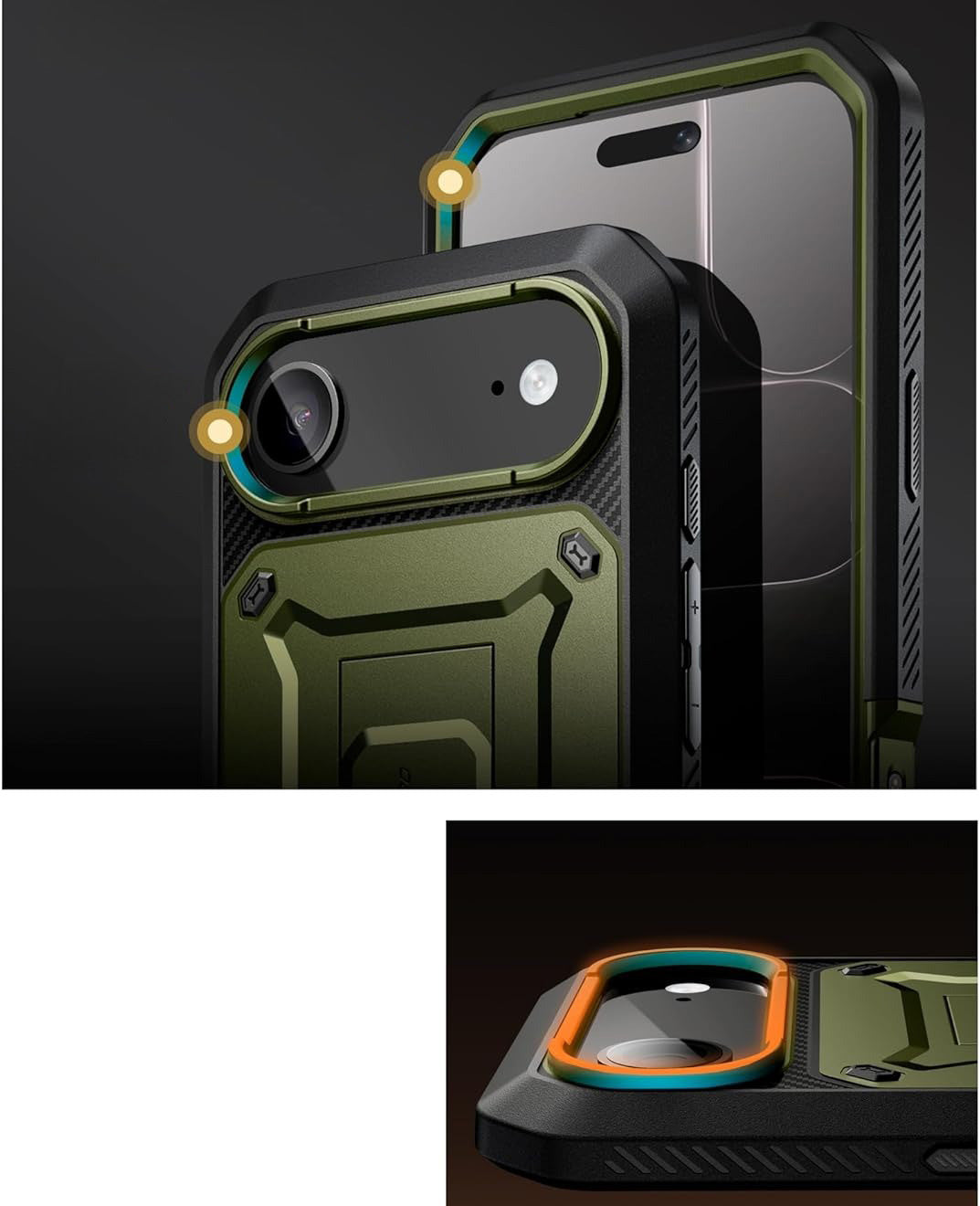 Handyhülle für iPhone Air, Supcase UB Pro SP (CC), Schwarz-Grün