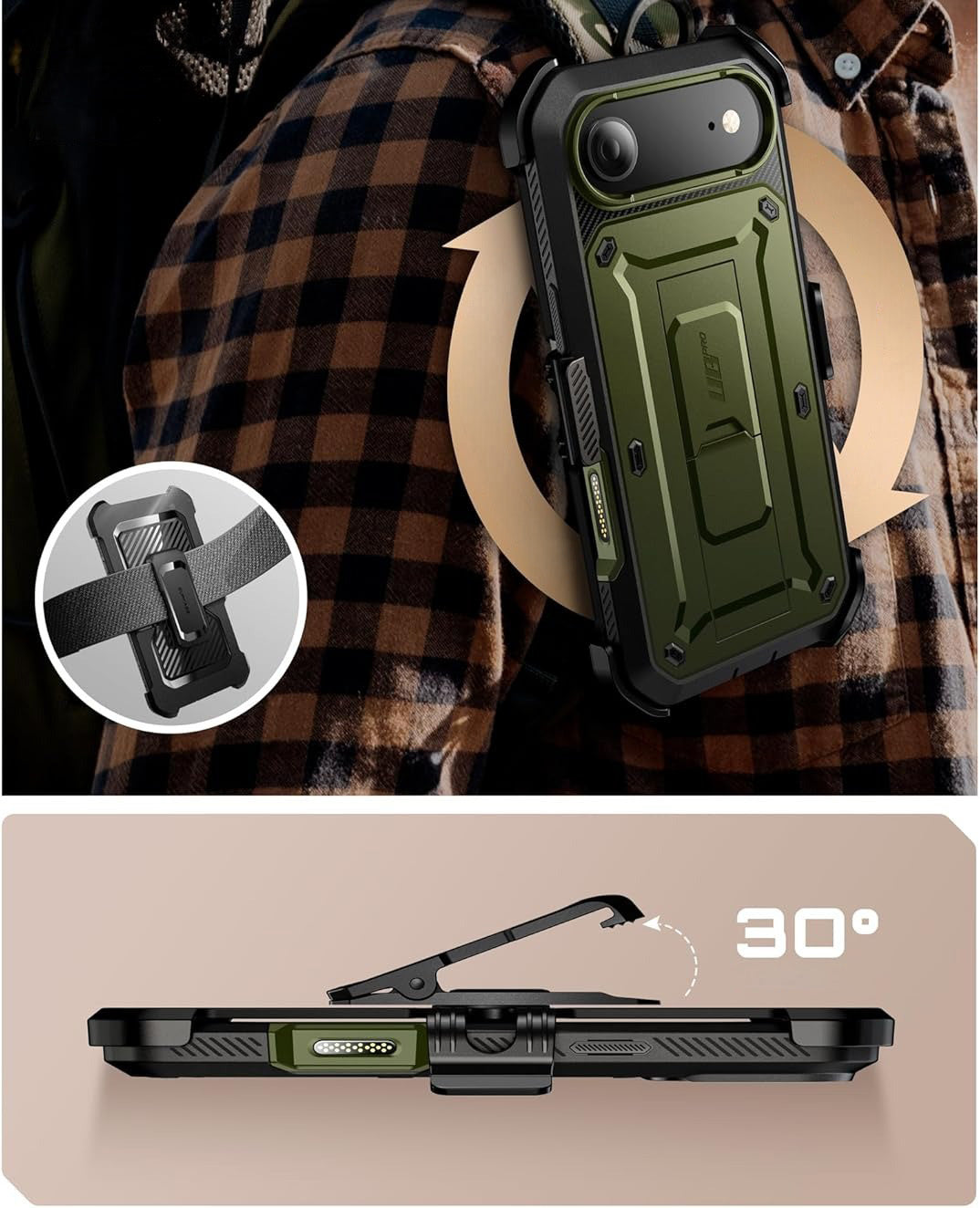 Handyhülle für iPhone Air, Supcase UB Pro SP (CC), Schwarz-Grün