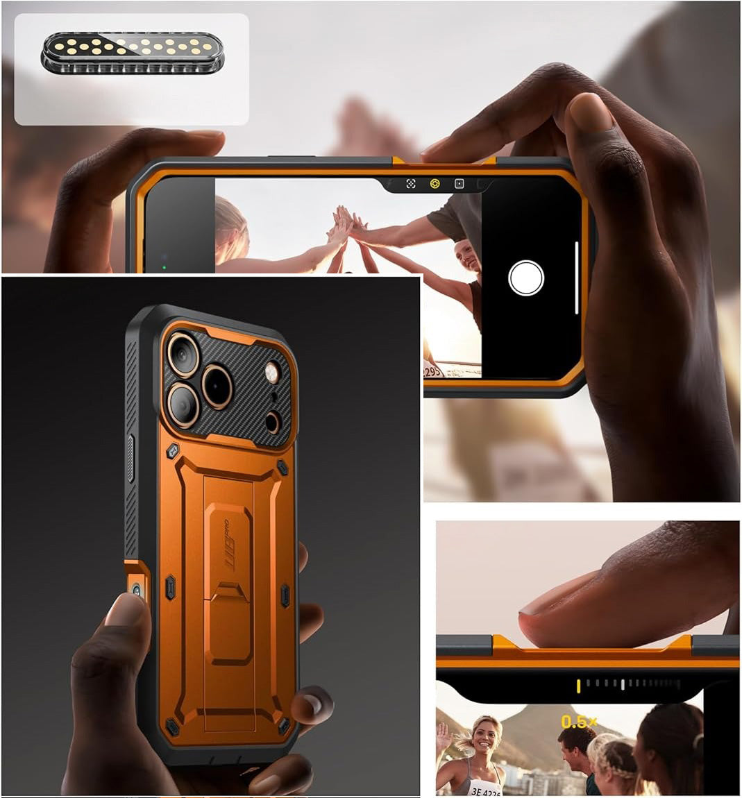 Handyhülle für iPhone 17 Pro, Supcase UB Pro SP (CC), Schwarz-Orange