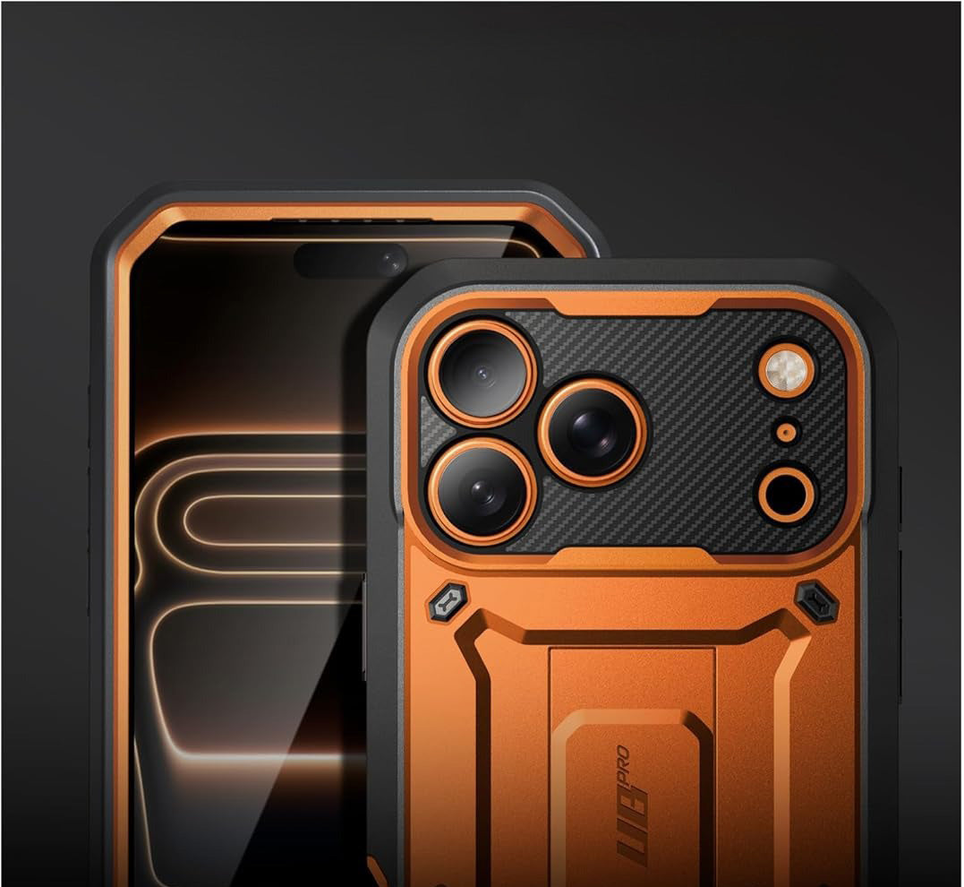 Handyhülle für iPhone 17 Pro, Supcase UB Pro SP (CC), Schwarz-Orange