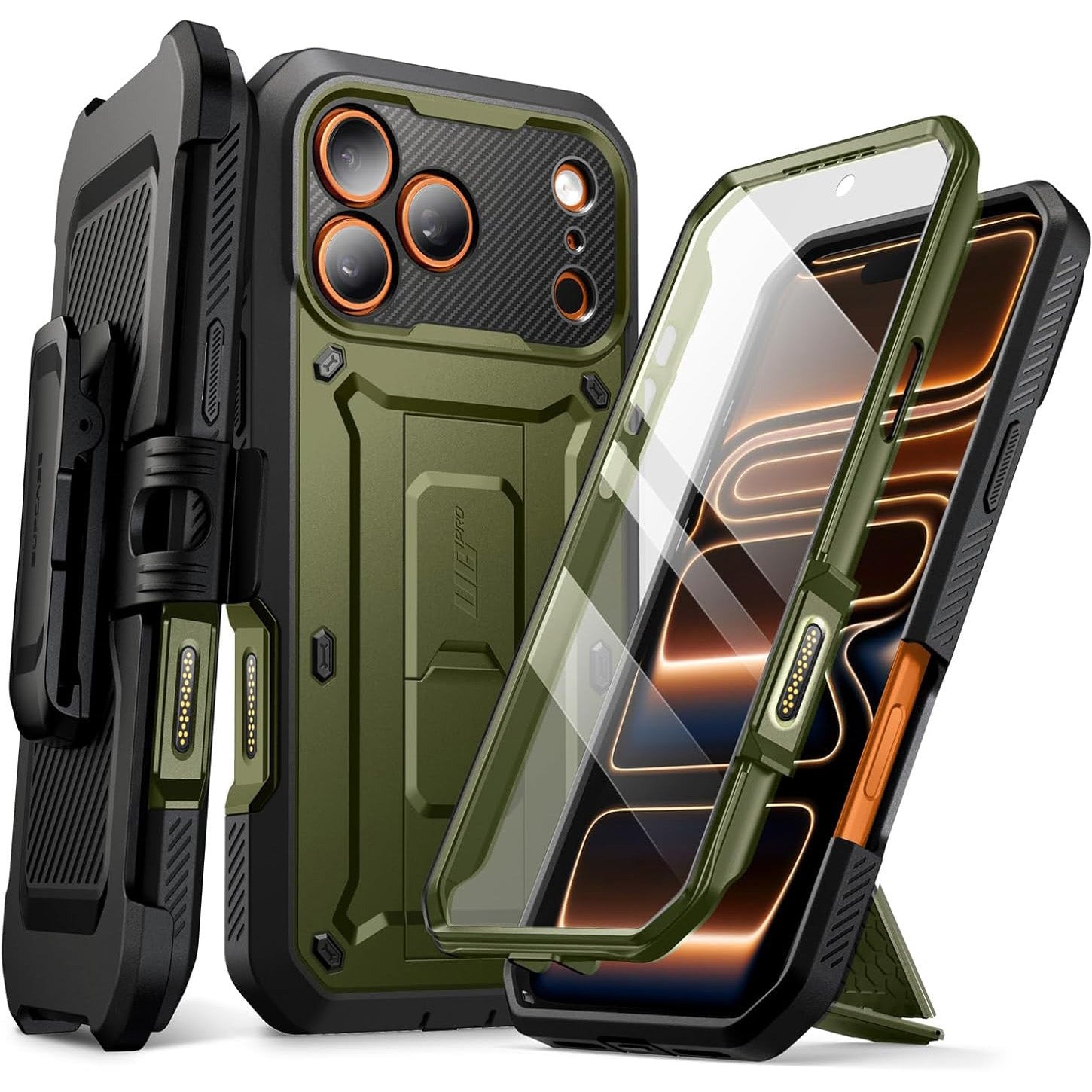 Handyhülle für iPhone 17 Pro, Supcase UB Pro SP (CC), Schwarz-Grün