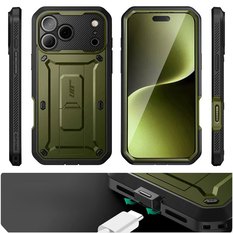 Handyhülle für iPhone 17 Pro, Supcase UB Pro SP (CC), Schwarz-Grün