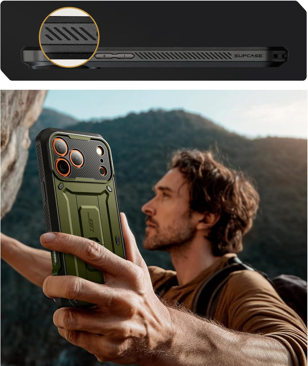 Handyhülle für iPhone 17 Pro, Supcase UB Pro SP (CC), Schwarz-Grün