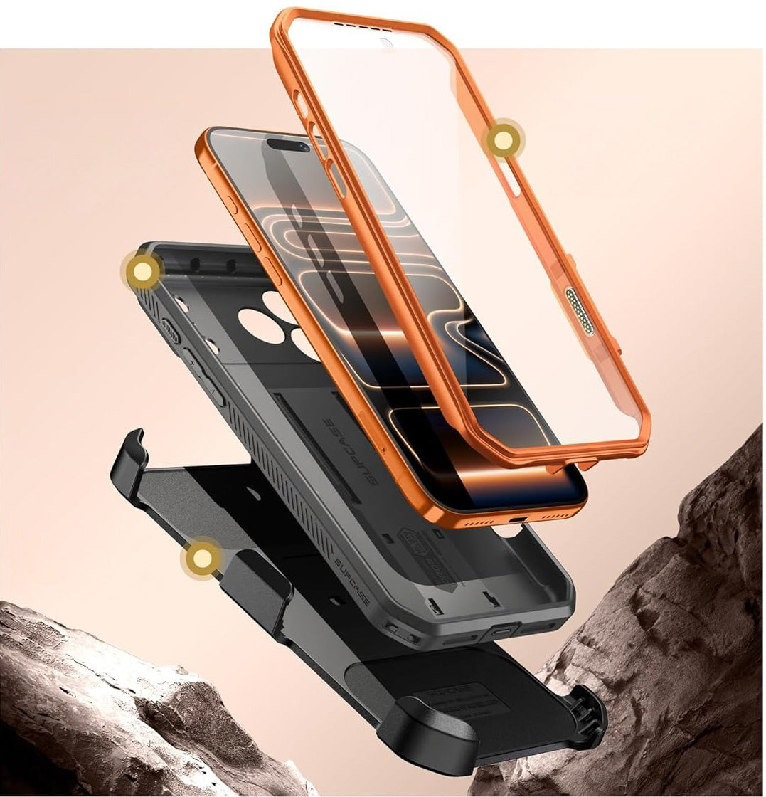 Handyhülle für iPhone 17 Pro Max, Supcase UB Pro SP (CC), Schwarz-Orange
