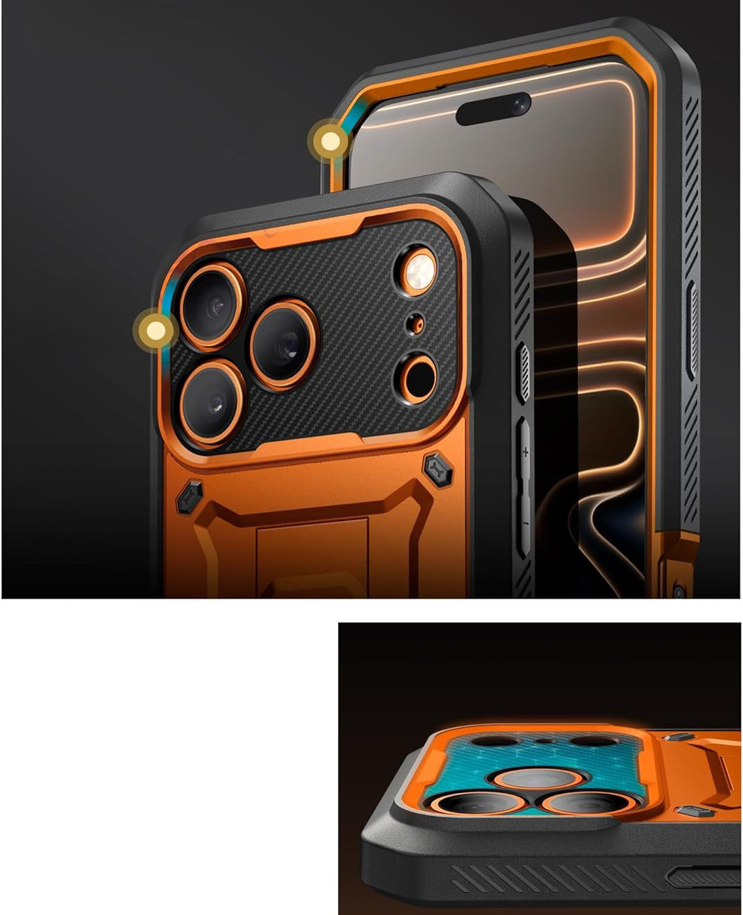 Handyhülle für iPhone 17 Pro Max, Supcase UB Pro SP (CC), Schwarz-Orange