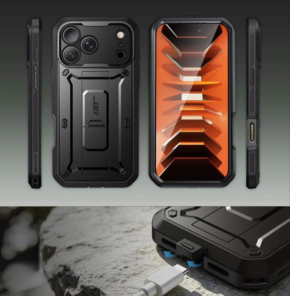 Handyhülle für iPhone 18 Pro, Supcase UB Pro SP (CC), Schwarz (4/13)