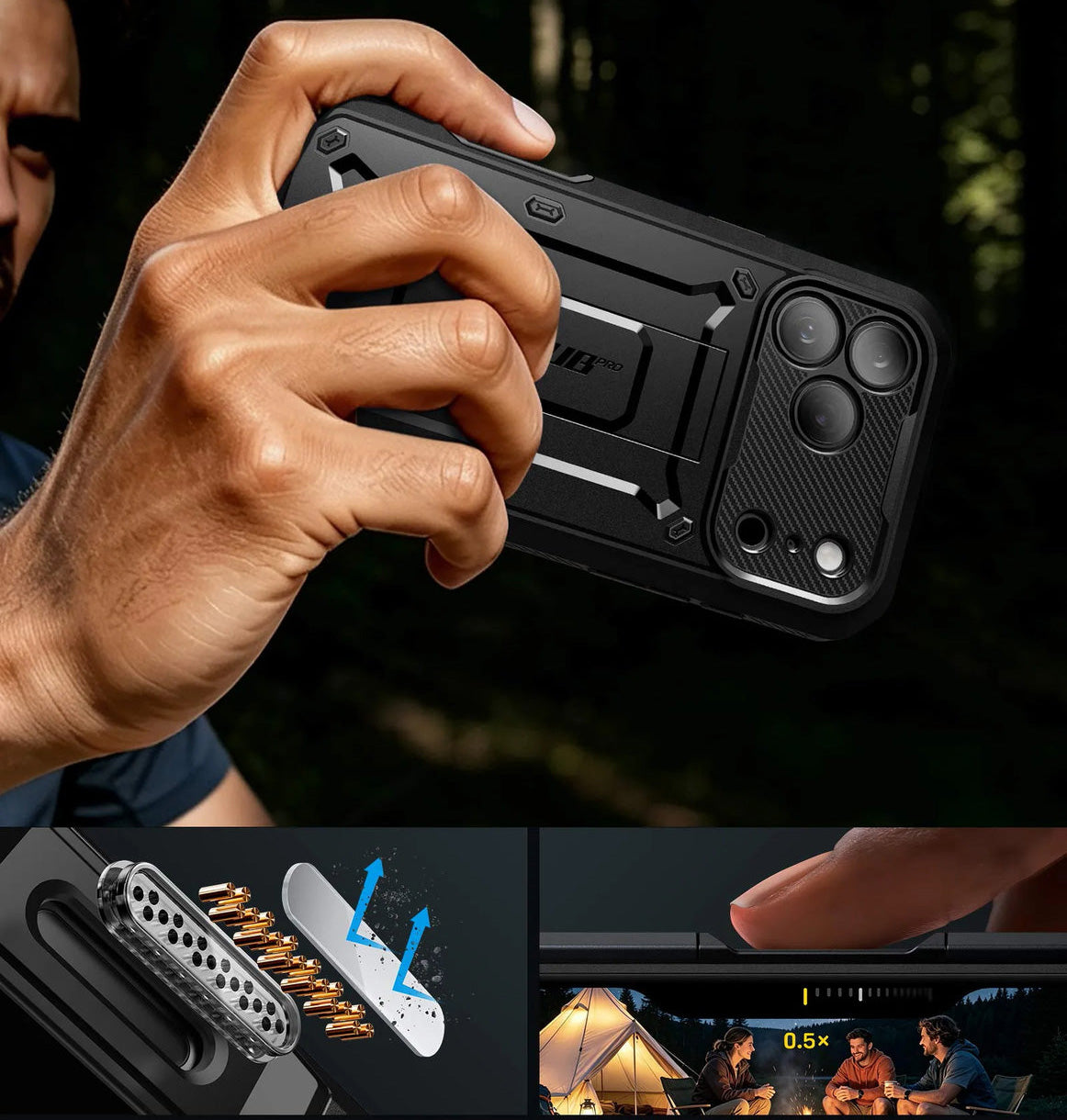 Handyhülle für iPhone 18 Pro, Supcase UB Pro SP (CC), Schwarz (5/13)
