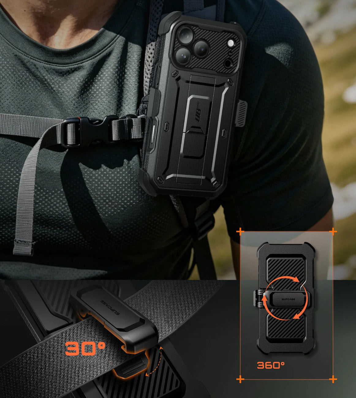 Handyhülle für iPhone 18 Pro, Supcase UB Pro SP (CC), Schwarz (6/13)
