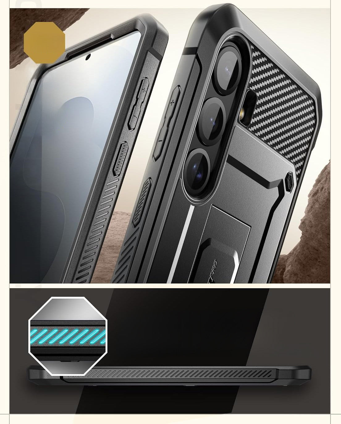 Handyhülle für Galaxy S25 FE, Supcase UB Pro SP, Schwarz