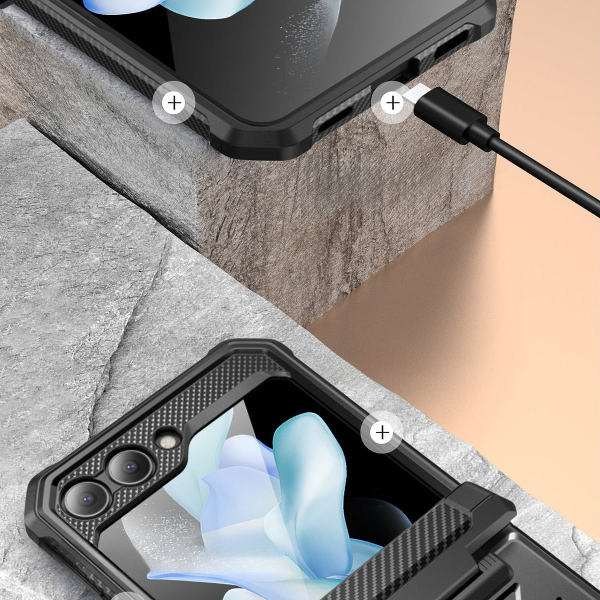 Schutzhülle Supcase UB Pro BackSP für Galaxy Z Flip5, Schwarz