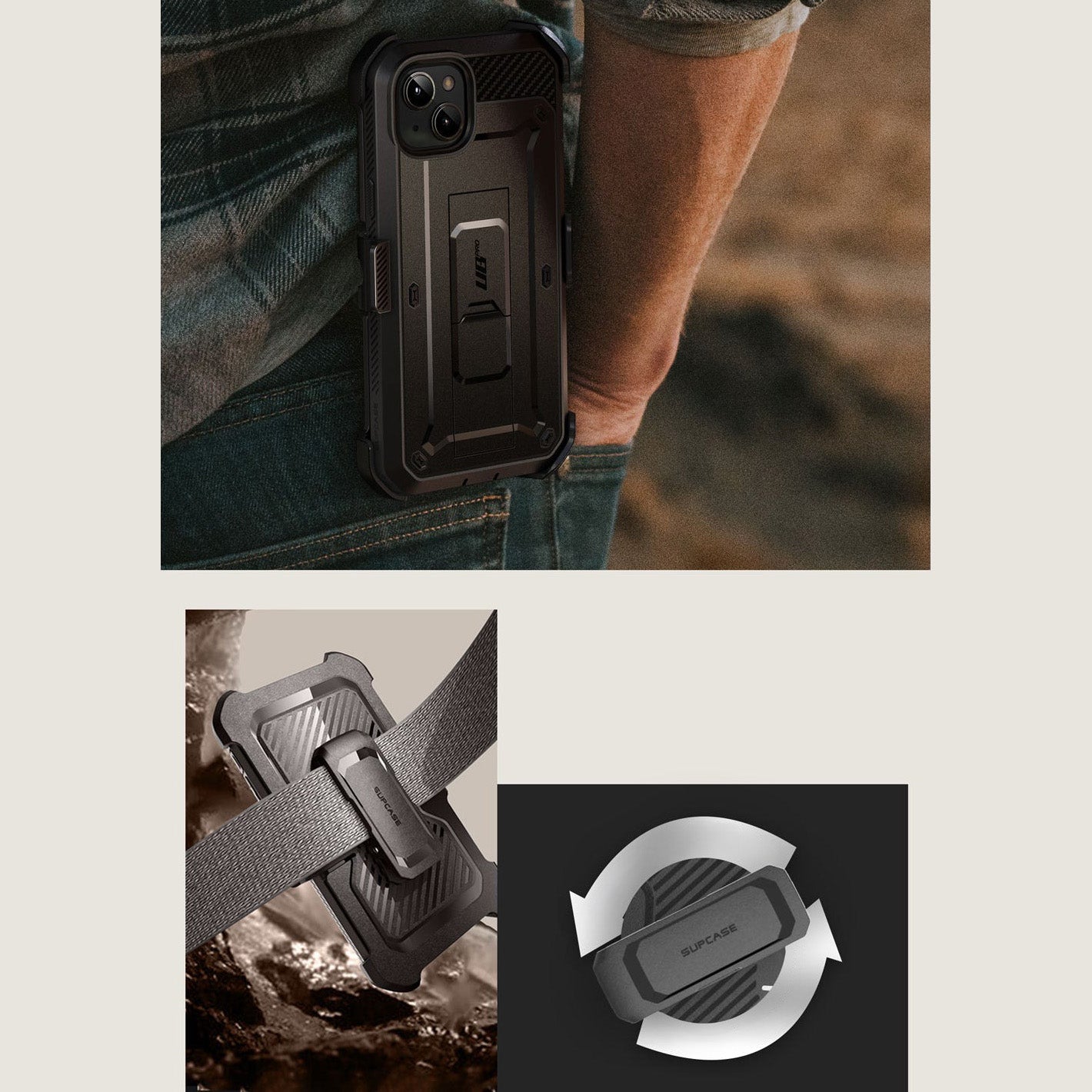 Schutzhülle Supcase UB Pro SP für iPhone 15, Schwarz